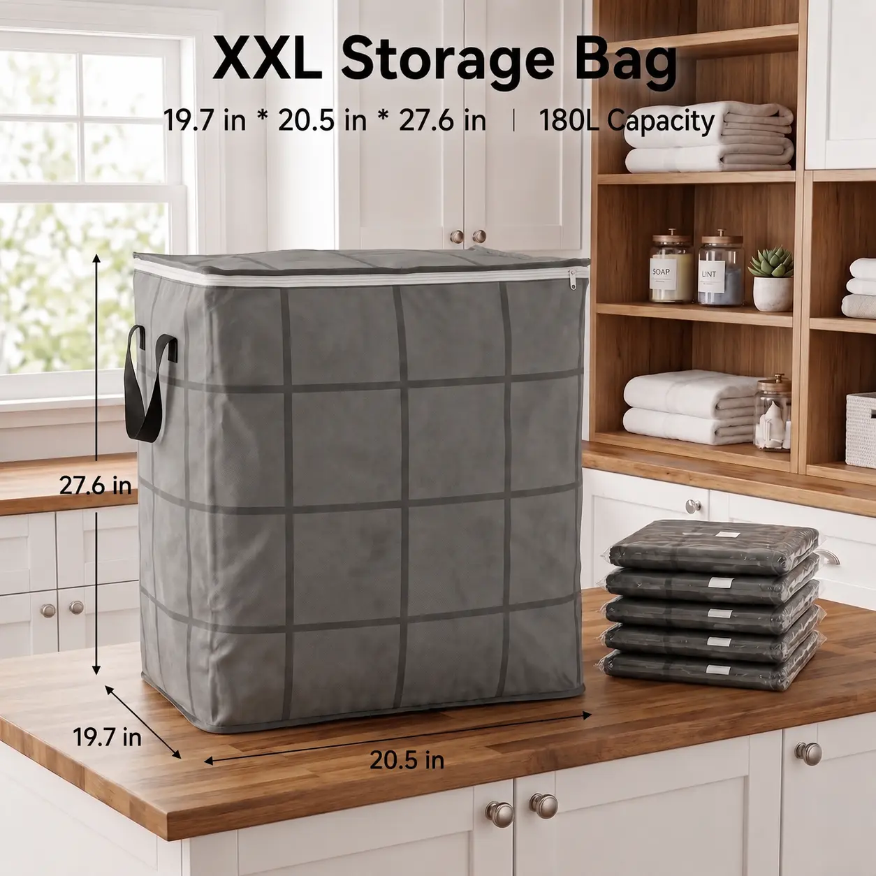 Extra Large Heavy Duty Storage Bags with Backpack Straps & Reinforced Handles, Durable Moving Bags for Clothes, Quilts, Blankets and Travel, Dustproof Zipper Closet Organizer for Home & Dorm