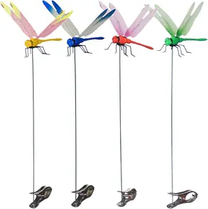 Dragonfly Hat Clip Realistic Fake Dragonflies Clip-On Garden Outdoor Decor Stakes Plastic Dragon Fly Clips Plant Decorations for Pot Deer & Fly Deterrent