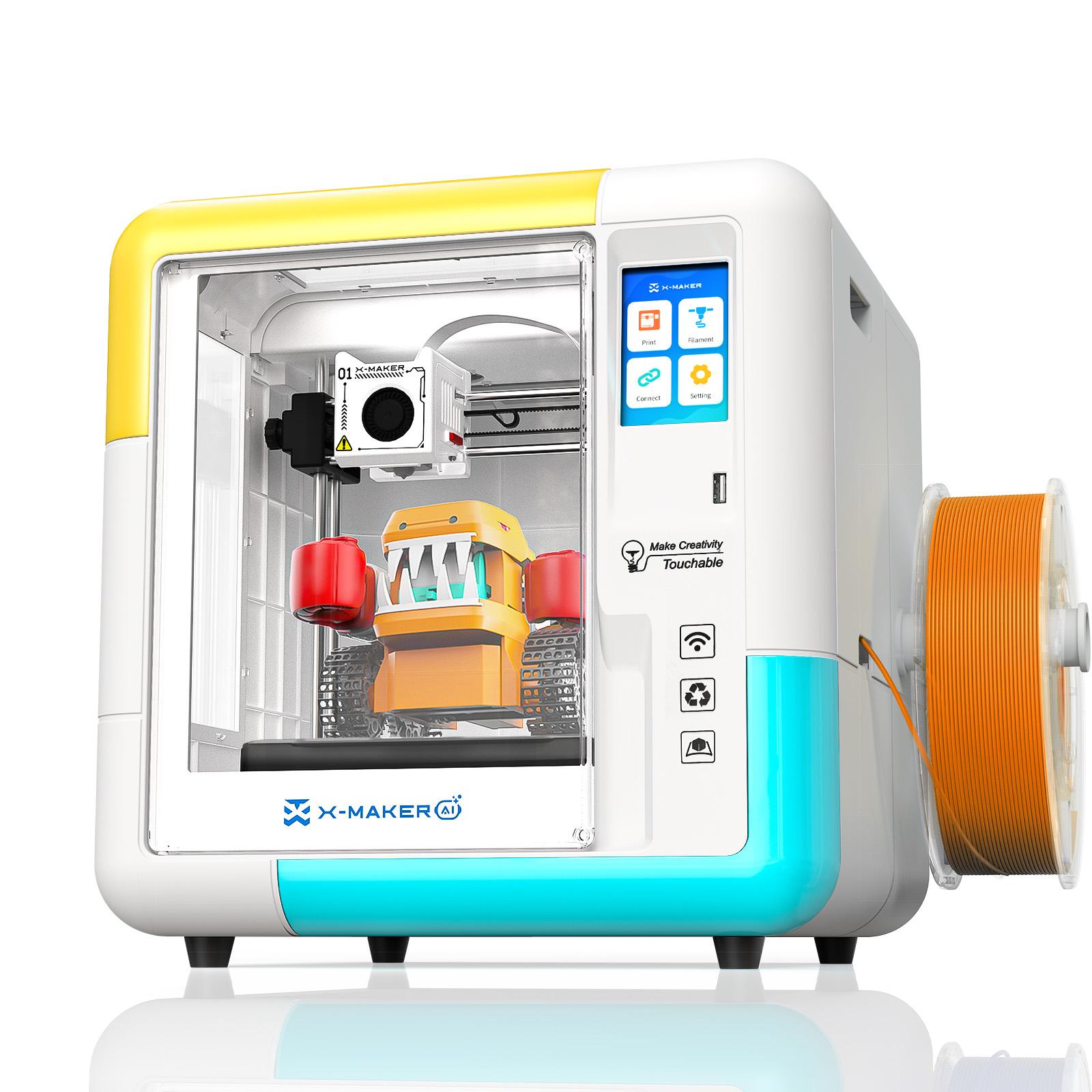 AOSEED 3D Printer for Kids & Beginners, AI-Powered Fully Assembled 3D Printer with Up to 400mm/s Speed, Auto Leveling, 15 Mini Apps, Includes 1 PLA Filaments for Home and School Use, X-Maker AI+
