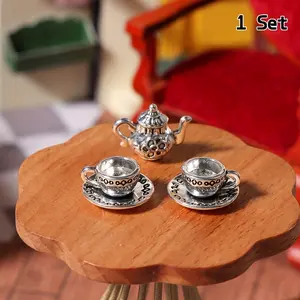 Mini Simulation Teapot Coffee Pot Set, Miniature Scene Decoration