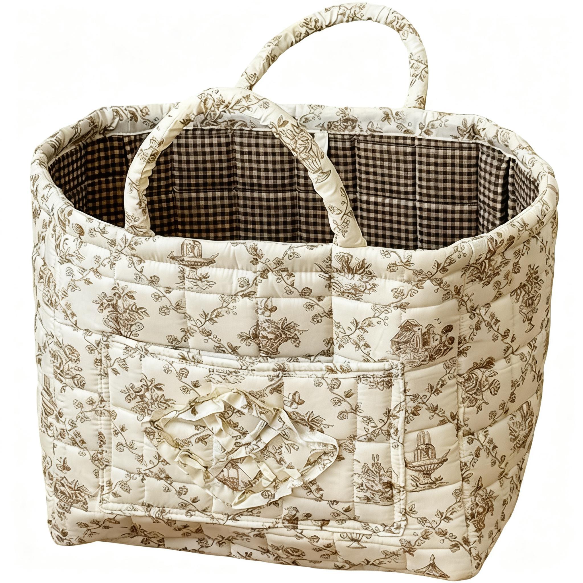 Floral Foldable car Storage Basket Cotton Fabric Collapsible Laundry Hamper for Clothes Toys & Blankets Car Trunk Organizer Backseat Storage Machine Washable Decorative Bin for Bedroom Bathroom & Living Room  ﻿ ﻿ ﻿