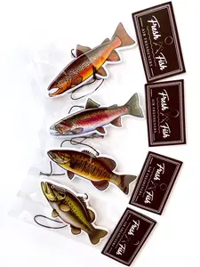 Fresh Fish Fisherman Air Fresheners - 3 Pack Bundle - Scents Black Ice, Coconut, Cold Water fragrance. Freshwater fishing, Saltwater fishing fishing stuff