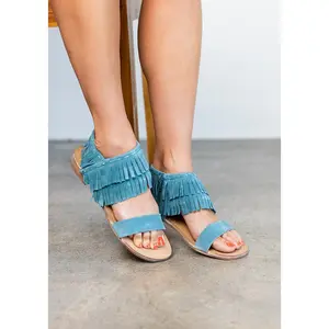 Fringe Star Sandal in Teal
