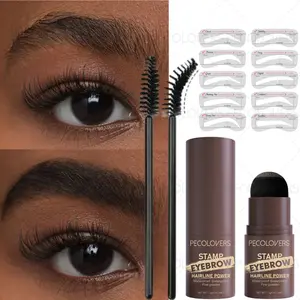 Eyebrow Stamp Styling Kit, Deep Black, Matt Black, Waterproof and Sweatproof, Fills in Hairline and Eyebrows, Easy To Color, Eyebrow Shape with 10 PCS