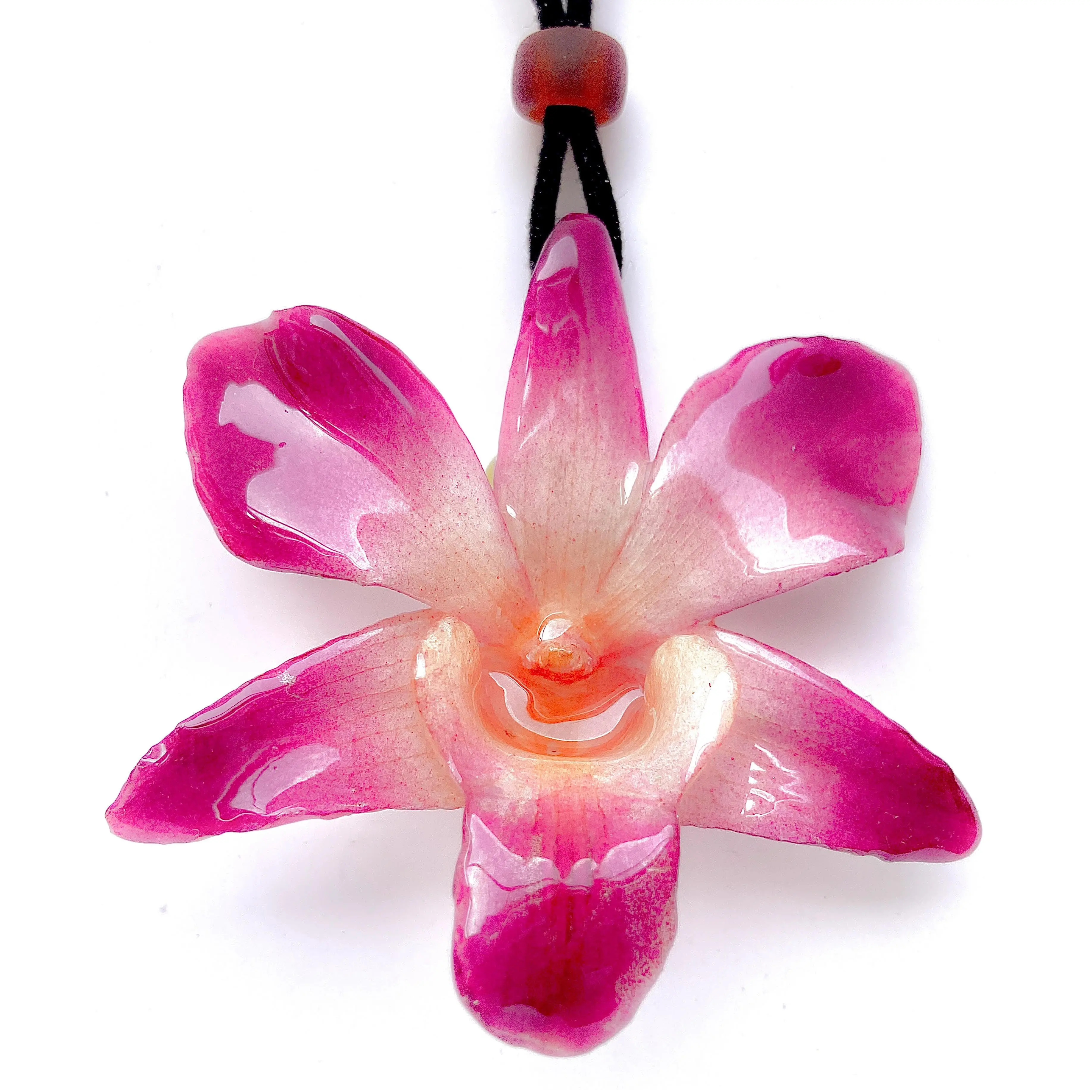 Purple White Dendrobium Orchid Necklace