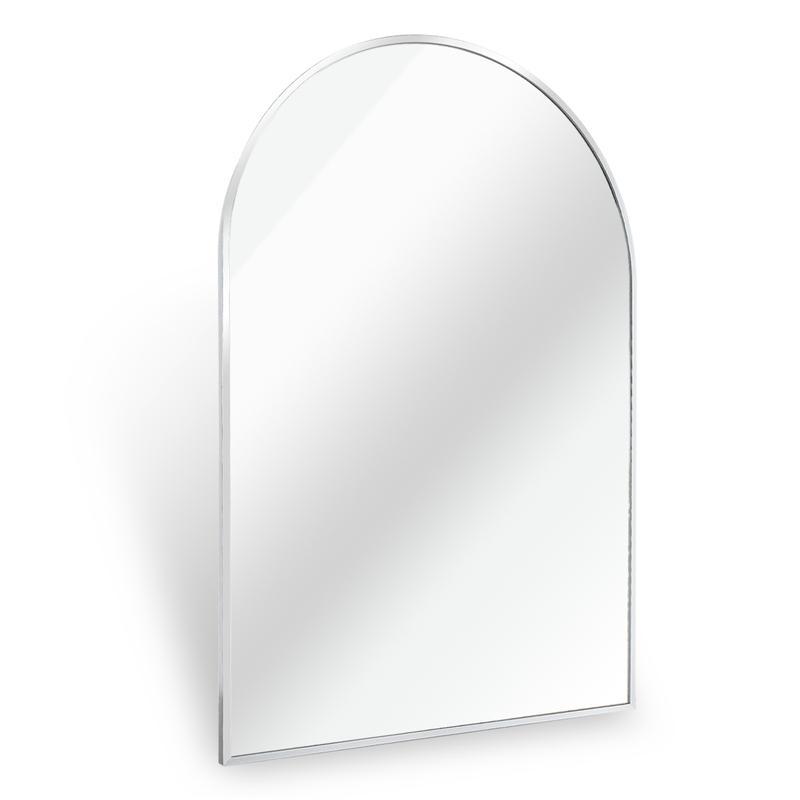 Arched Bathroom Mirror, 24x36 Inches - Aluminum Frame Wall-Mounted Vanity Mirror, Suitable for Living Room, Bedroom, Bathroom, and Entrance, Hangable or Tiltable, Black, Modern Vanity Mirror, Shatterproof Glass
