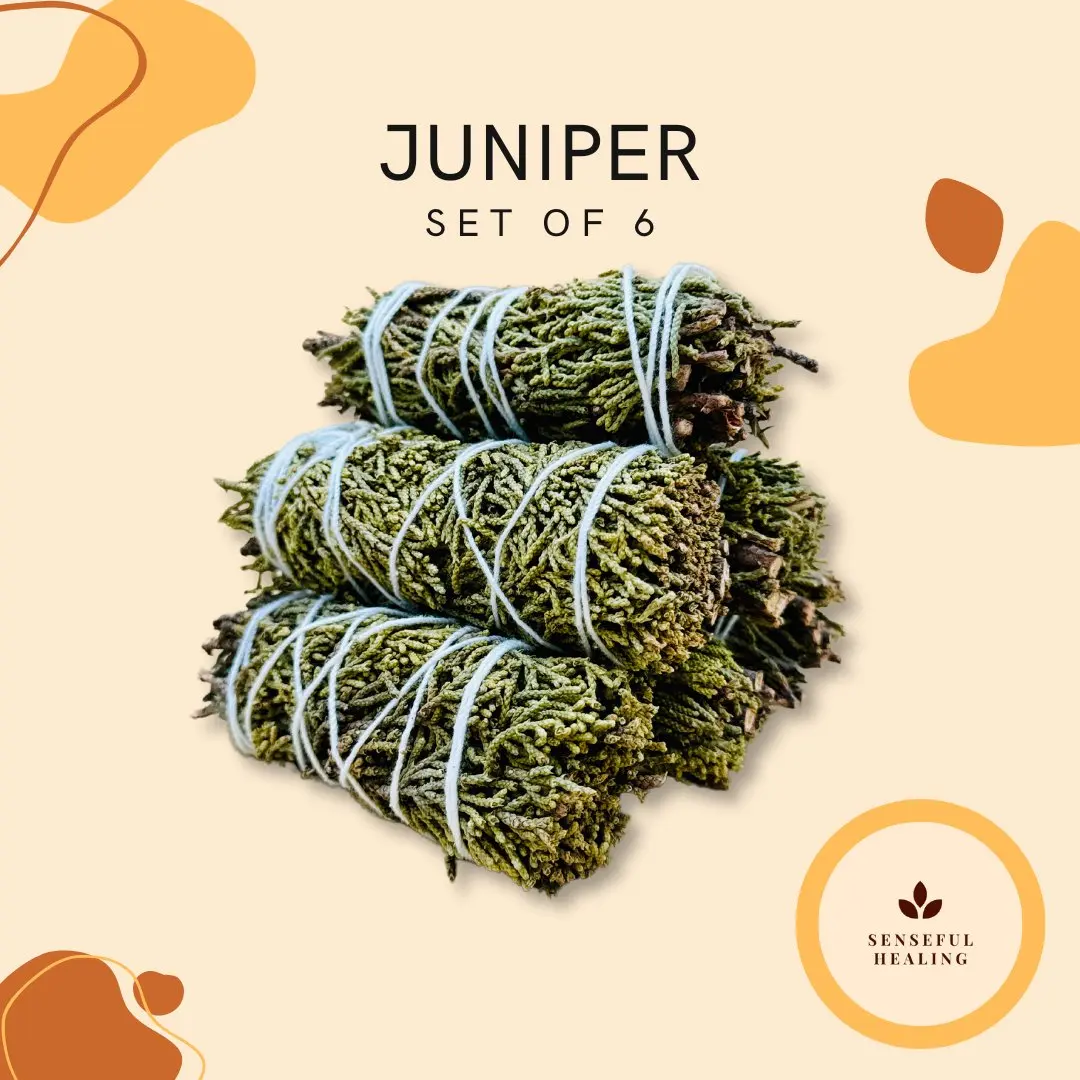 Juniper Smoke Cleansing Bundles (6 Pack) for Blessing & Protections Intentions - Includes Free Guide - Evergreen Aroma