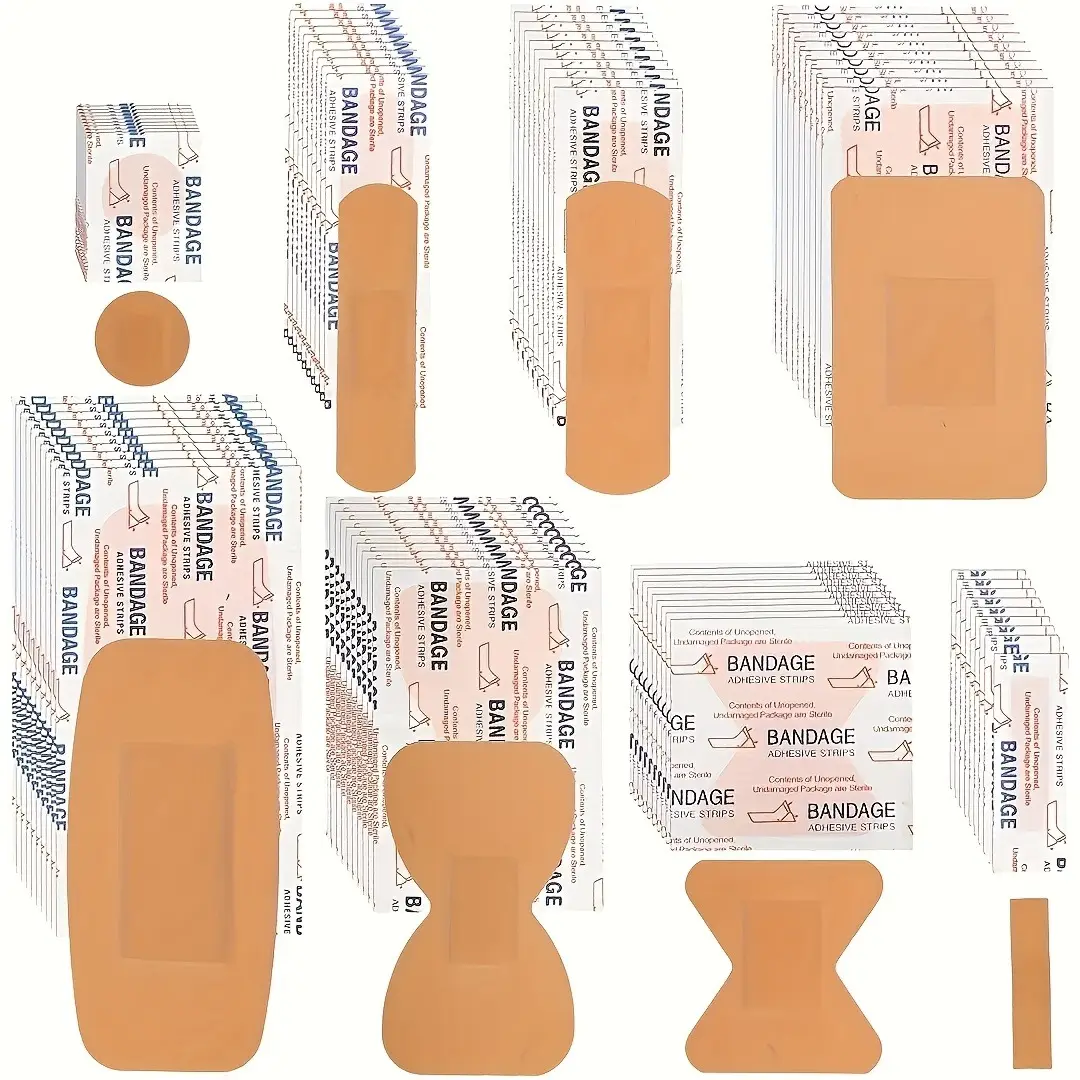 80-Pack PE Flexible Adhesive Bandages, Assorted Waterproof and Highly Breathable Bandages with Cushioned Pad for Wound Care, Variety Pack with Finger