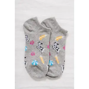 Dog pattern comfy ankle socks - gray