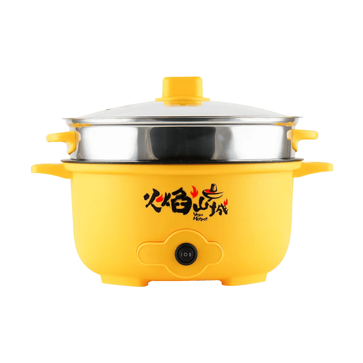 VEGAS HOT POT 26CM Mini Electric Hot Pot, Multifunctional Non-stick Maifan Stone Cooker with Steamer Basket, Double Layer Cookware for Home Use, Random Color