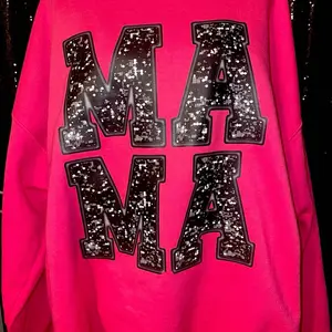 Glitter Mama Hot Pink Sweatshirt with Sparkling Black Letters for Stylish Comfort
