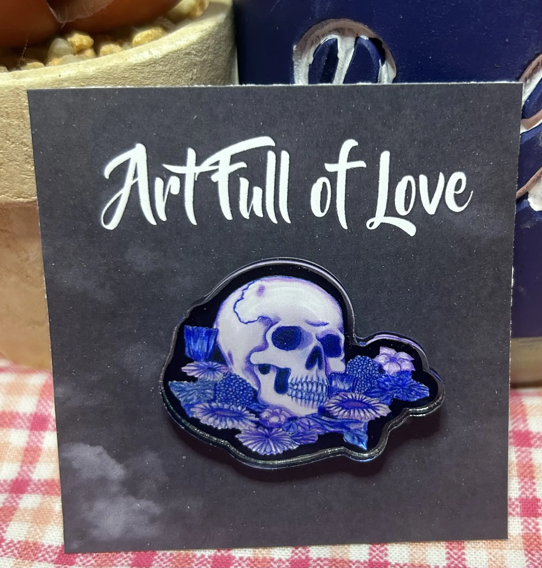 Floral Skull Acrylic Pin