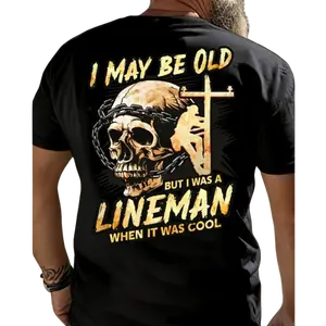 Retired Lineman T-Shirt for Men  Utility Worker Pride Graphic Tee  I May Be Old Funny Lineman Shirt  Powerline Veteran Gift