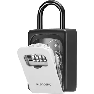 Puroma Lock Box, Large Key Lock Box Resettable Combination Code Lockbox, Portable Wall Mount Lockbox Security Safe Box for Outside Outdoor Home Office Door Handle House Key, Gray ( Pack)