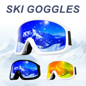 Frontier Snow Goggle - Curve Chrome Unisex Ski Goggles Anti-fog Spherical Lenses UV Protection Breathable TPU Frame Adjustable Non-slip Headband for Outdoor Sports