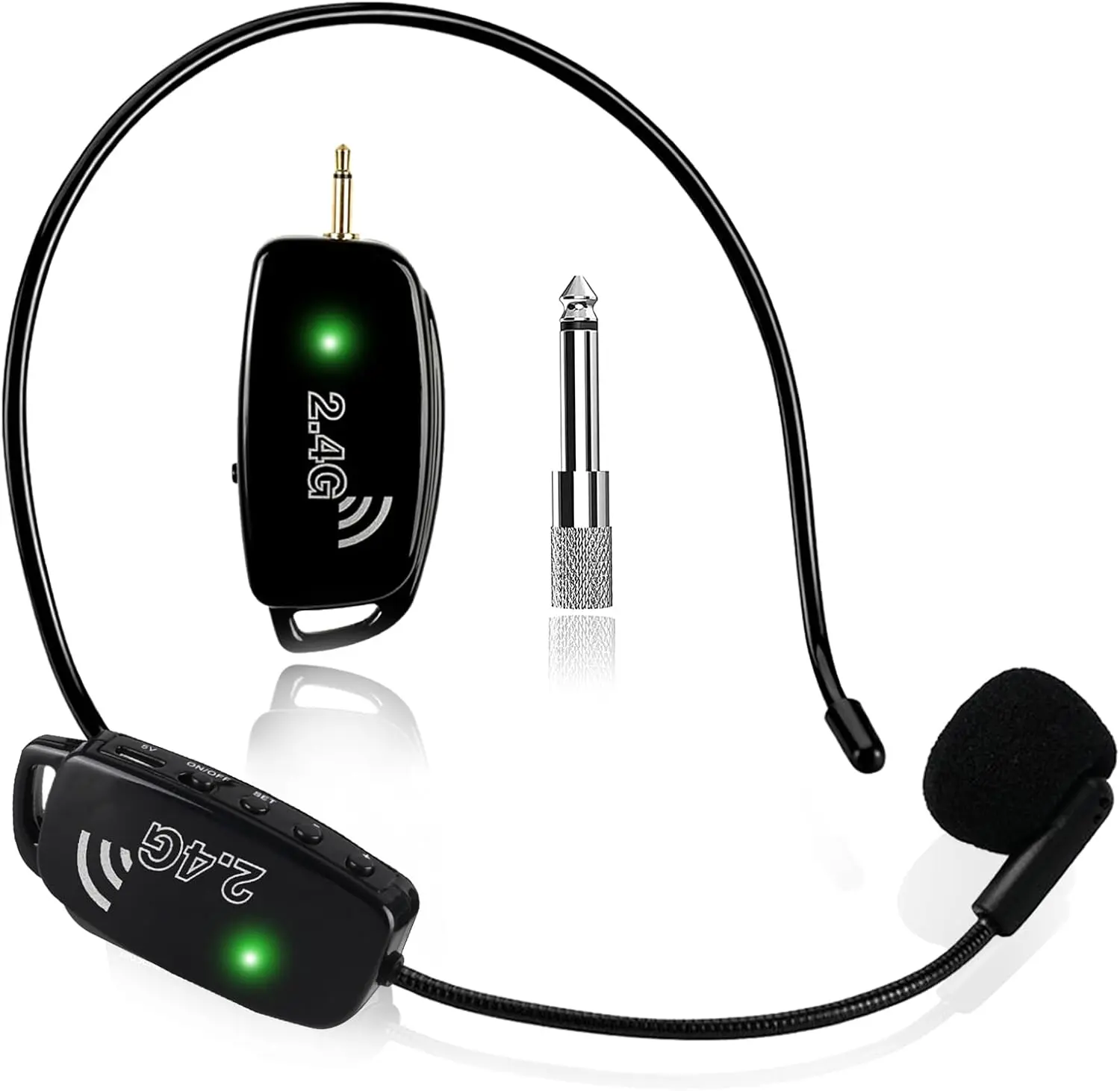 Microphone Headset MIC Cordless: 2.4G   MIC and Handheld Mic 2 in 1-160 FT Range with 1/8''&1/4'' Plug for PA System,Voice Amplifier, Fitness Trainer, Teacher, Singing