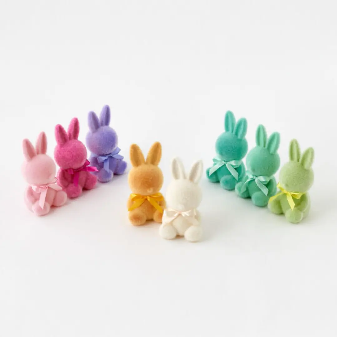 Flocked Sitting Bunny, Small