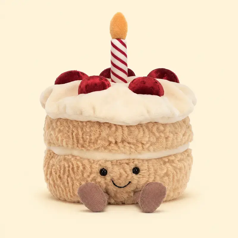 Jellycat Amuseables Birthday Cake Plush – Soft Cake Stuffed Toy with Candle, Cute Birthday Gift for Kids, Teens and Collectors