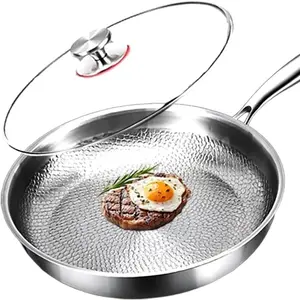 Titanium Frying Pan with Lid Pro - a titanium pan used for cooking non stick frying pans, scratch resistant, and even heating beef cookware Nonstick Frying Pan