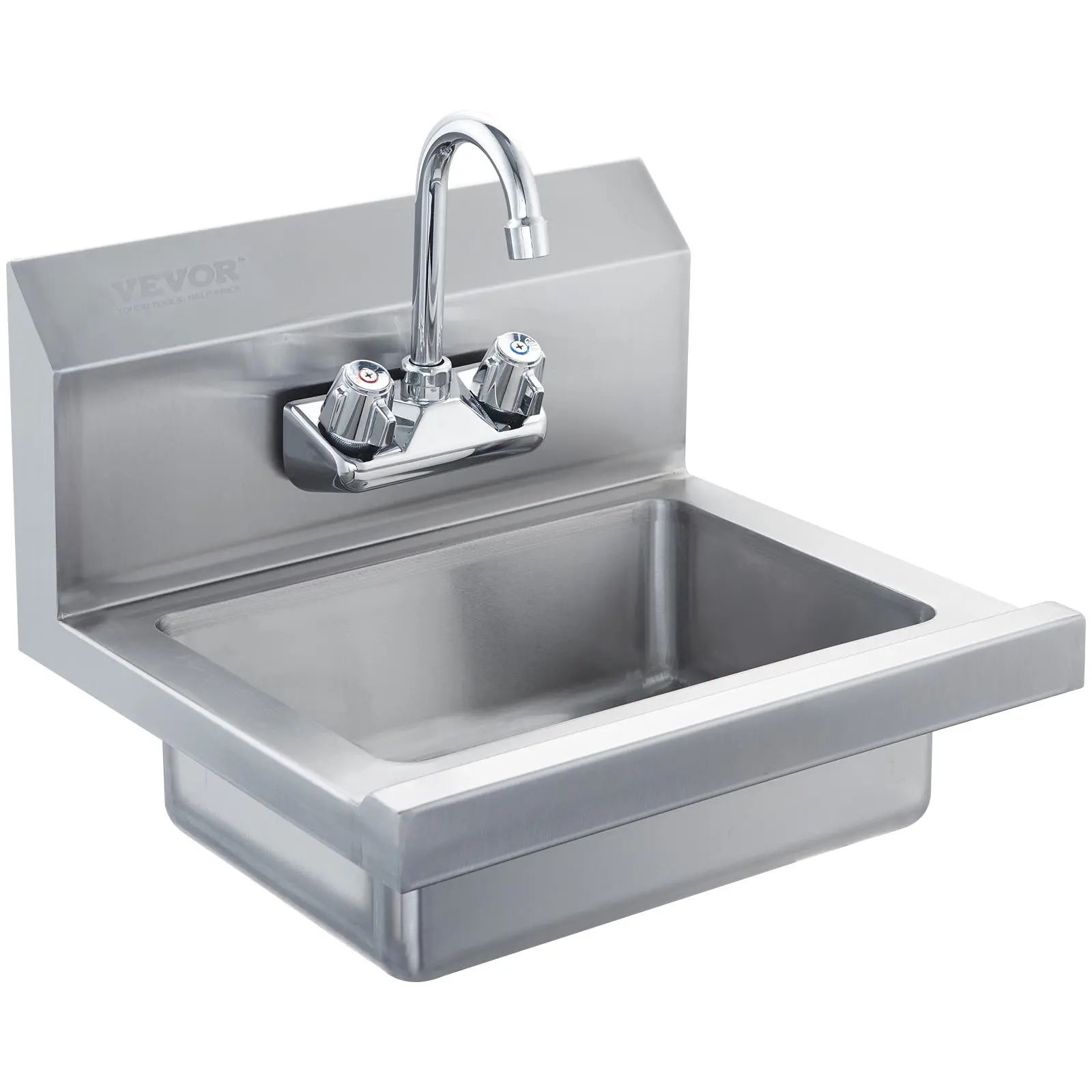 【summerfinds】VEVOR Commercial Hand Sink with Faucet, NSF Stainless Steel Sink for Washing, Small Hand Washing Sink, Wall Mount Hand Basin, Utility Sink for Restaurant, Kitchen, Bar, Garage and Home, 17 x 12.8 inch
