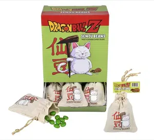 Boston America Dragonball Z Senzu Beans Candy 1 Collectible Korin Drawstring Bag Sour Green Apple Flavored Candy Green, Brown 2 Ounce