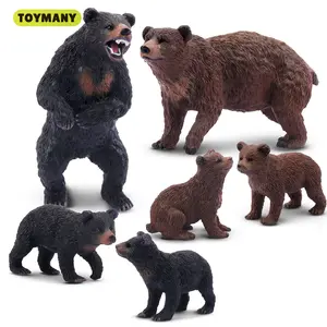 Toymany 6PCS Bear Figurines, Realistic Forest Animals Bear Family Figures Toy Set Includes Brown Bears Black Bears and Cubs, Education Toy Birthday for Kids Toddlers