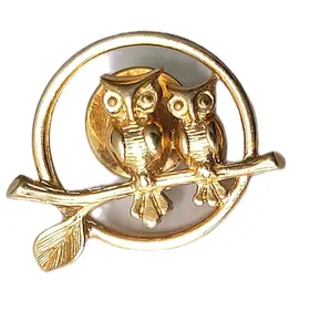 Vintage Avon Gold Owls On Branch Pin