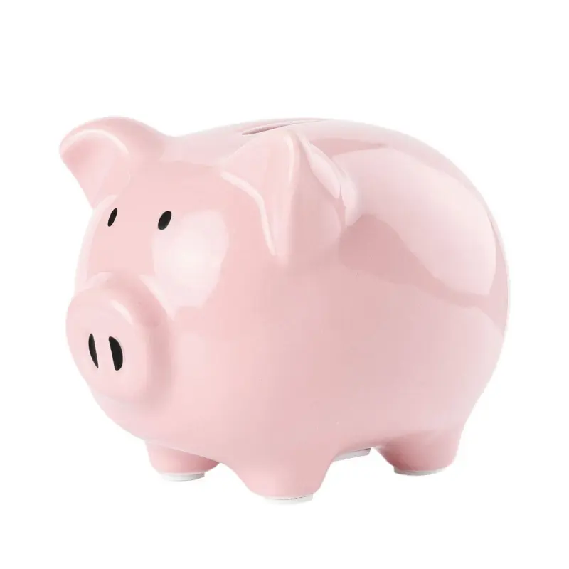 Durable Ceramic Animal Piggy Bank for Youth & Kids - Classic Blush Pink, Coin Slot Design, Home Decor, Birthday Gift, Blue Collectible