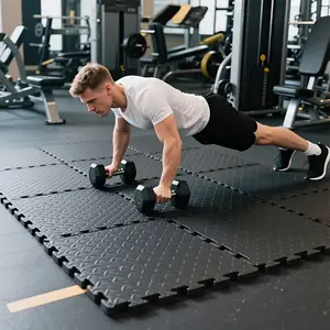 12-piece interlocking floor mats - thickened foam floor tiles, non-slip gym and yoga mat set, suitable for home gyms, garages, studios, pet areas and sports floors (DM382)