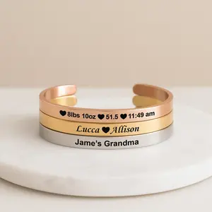 Custom Engraved Bar Bracelet for Mom - Personalized Keepsake Mother's Day Jewelry