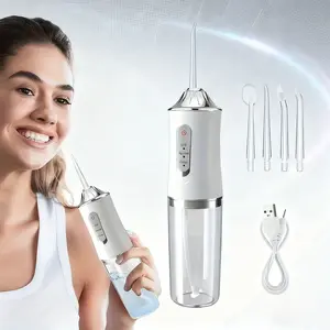Rechargeable Water Flosser, Cordless Water Flosser, Portable Oral Irrigator with 4 Counts Nozzles, Waterproof Teeth Cleaner, Oral Care Tool for Home & Travel