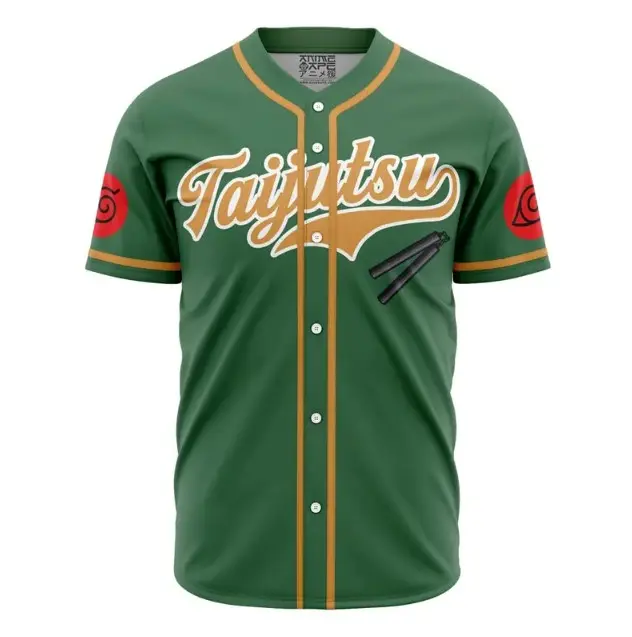 Rock Lee Shippuden Anime Baseball Jersey, Ninja Inspired Button Down Jersey, Unisex Graphic Baseball Shirt, Manga Fan Gift, Cosplay Apparel