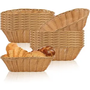 16 Pack Plastic Oval Small Food Storage Basket Empty Gift Basket for Fruit Bread Vegetable Food Serving Display