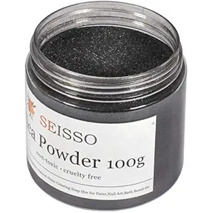 SEISSO Sliver Black Mica Powder for Epoxy Resin 3.5 oz /100g Powdered Pigment for Soap Colorant Bath Bomb Dye, Cosmetic Grade for Lip Gloss, Acrylic Nails Polish, Craft Projects