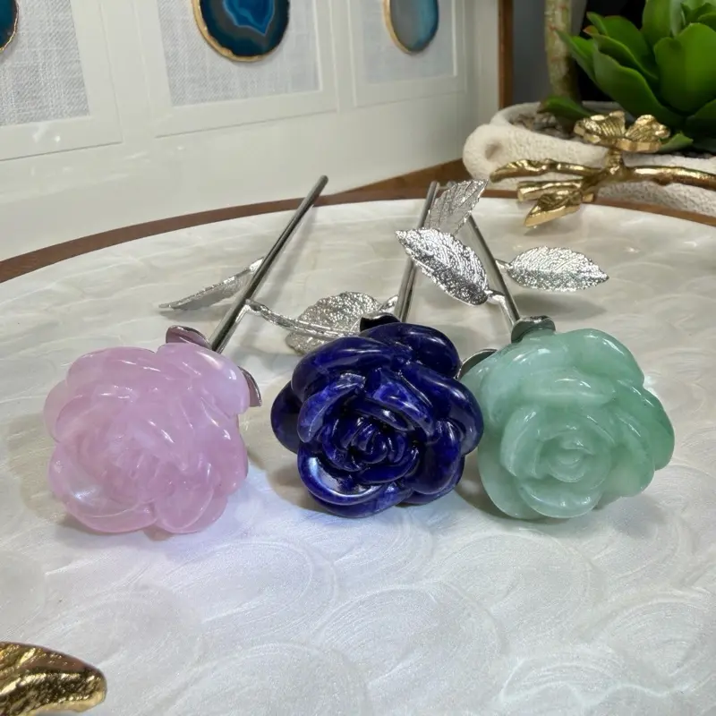 Natural Crystal Rose -- Good For Gift ｜Love and Gratitude | Rose Quartz| Sodalite | Green Aventurine
