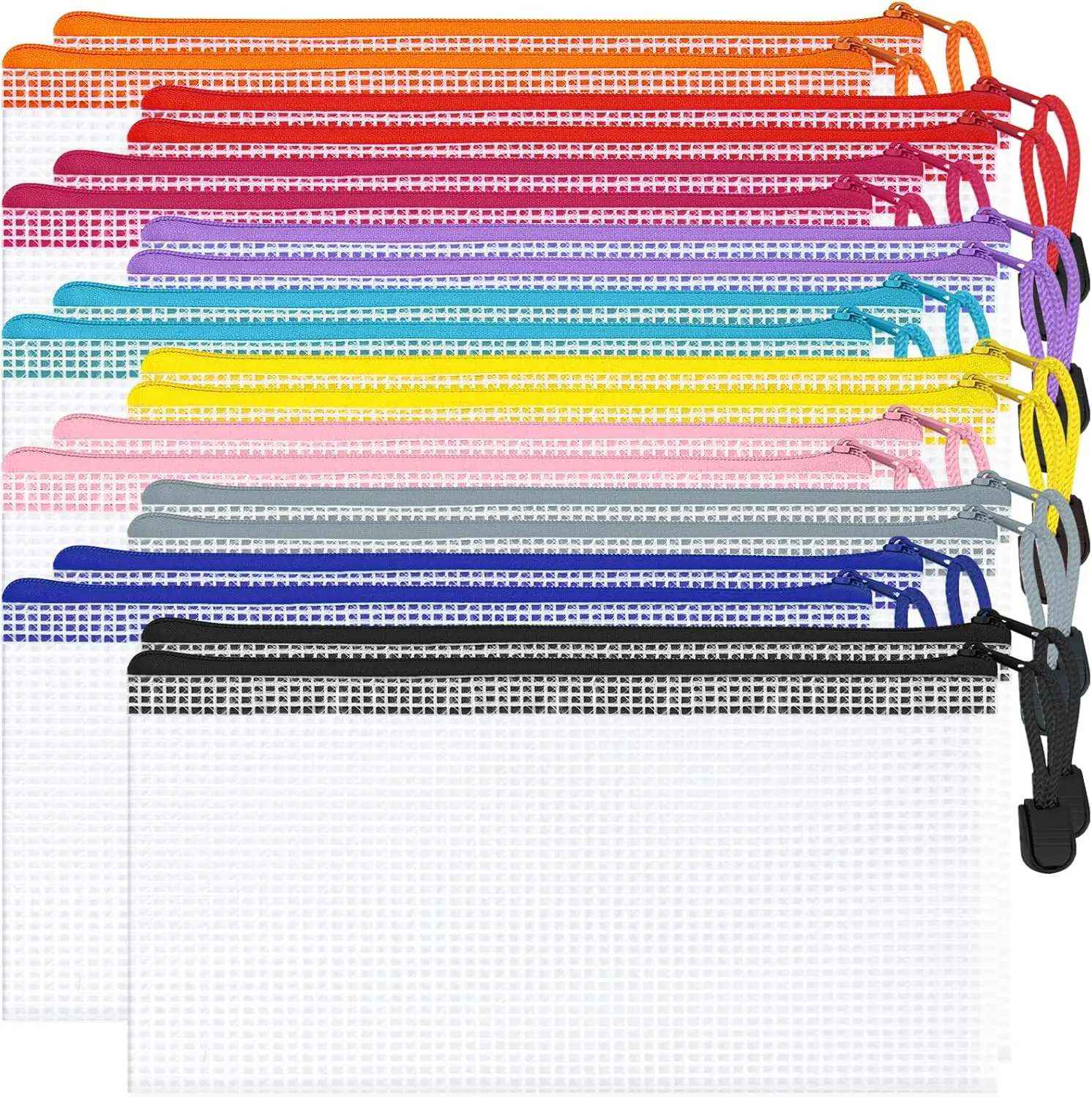20Pack Mesh Zipper Pouch Bags,  9.5x4.5 Inch Pencil Pouches Bulk for Storage, Teacher School, Toys, Puzzle, Office, 10 Colors