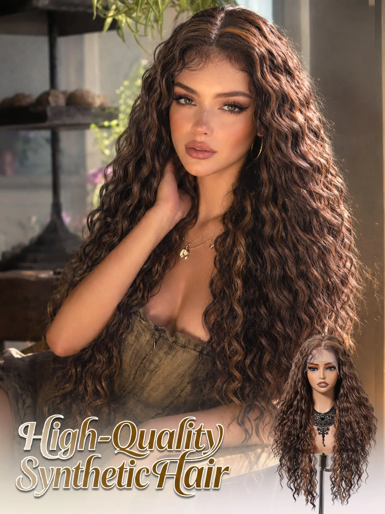 Topshe Latin Roll Hair Extension, Voluminous High-Definition Lace, Deep Highlights, 26-Inch Long Wavy Hair, Perfect for Daily Use & Parties