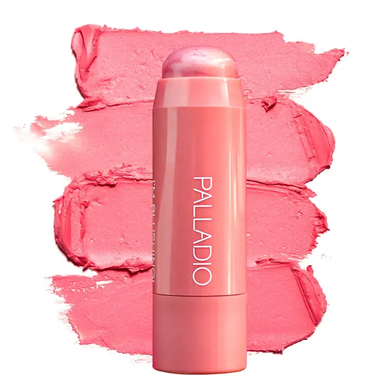Palladio Beauty I'm Blushing 2-in-1 Vegan Herbal Cosmetic Cheek & Lip Tint - Darling Peach Creamy Blush, Dewy Shimmery Buildable Lightweight, Ginseng Flower Hydrating Formula, Easy Blend, All-Day Wear Makeup Product