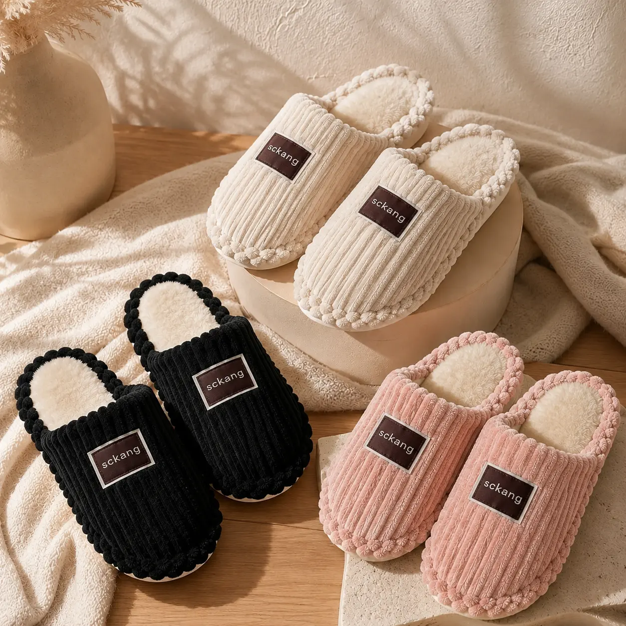 Women’s Knit Mule House Slippers, Closed-Toe Open-Back Slip-On Slippers, Comfort Indoor Bedroom Footwear, Multiple Colors Available