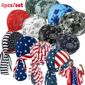 4Pcs/Set tylish Lined Breathable Caps with Fashionable Patterns,Suitable for Motorcycle Riding, Outdoor Cycling, Sports Activities, Fishing, Camping, and More; Unisex Design
