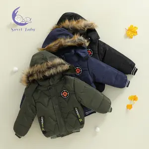 Toddler Hooded Puffer Jacket, Boys Thick Long Sleeve Winter Warm Coat with Pockets