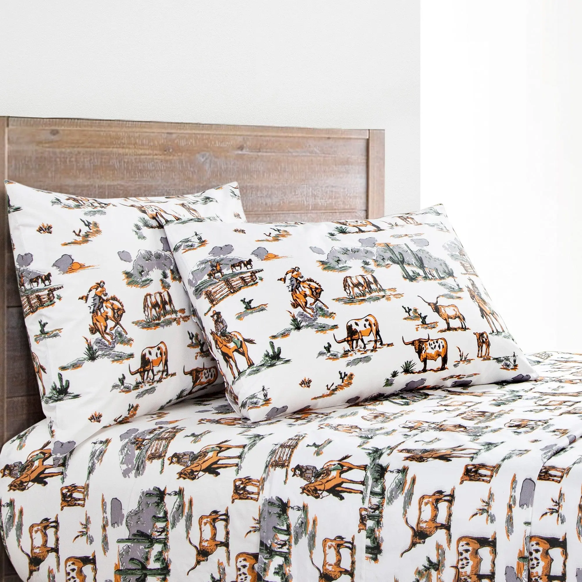 Ranch Life 200TC Cotton Percale Sheet Set