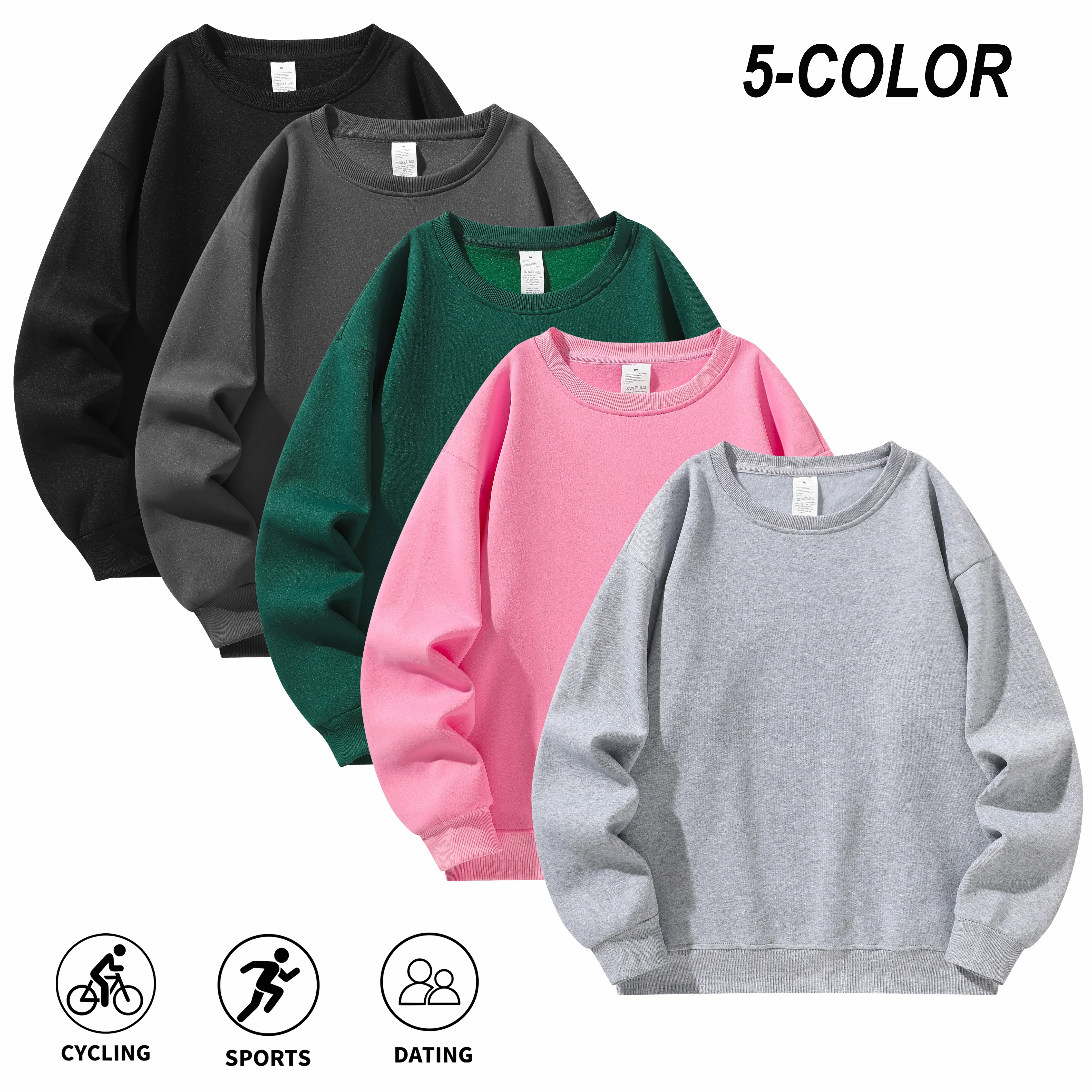 3-Pack Men’s Crewneck Sweatshirts, Solid Loose Fit Long Sleeves – Soft Casual Menswear, Everyday Clothing for Gym & Sports, Tops, Round Neck, Men’s Clothing fall