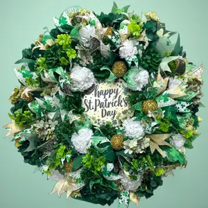 St Patrick’s Day Wreath for Front Door, Green Shamrock Wreath, Irish Holiday Door Decor, Large St Patrick's Wreath