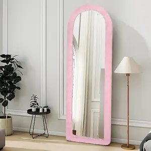 Fluffy Mirror Cover for Arched & Full-Length Mirrors (59"x16") – Stretch Fabric, Non-Slip Backing, Decorative Protector – Soft & Durable Décor (Mirror Not