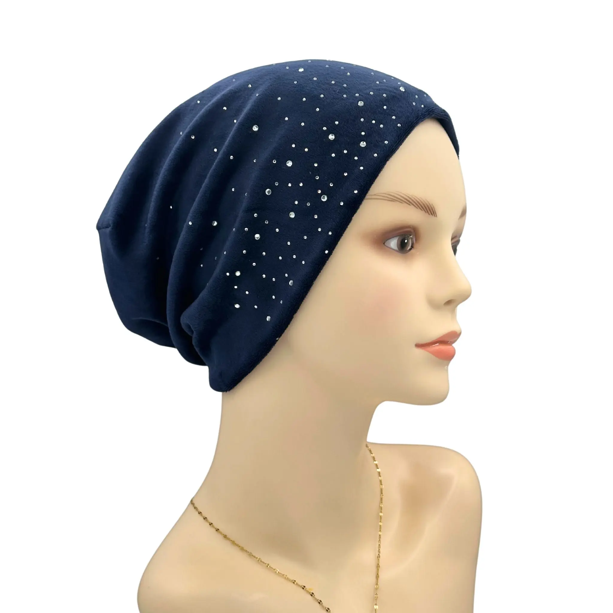 Beaded Jewel Velvet Chemo Alopecia Hat For Women