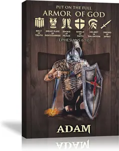 Personalized Armor of God Poster - Woman Man Warrior of God Bible Poster Ephesians 6:10 Canvas Prints Wall Art Home Decoration Artwork Picture