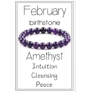 Birthstone Crystal Beads Bracelets for Women Men Colorful Stone Bracelet for Women Reduce Anxiety Zodiac Month Bracelet Birthday Graduation Gifts