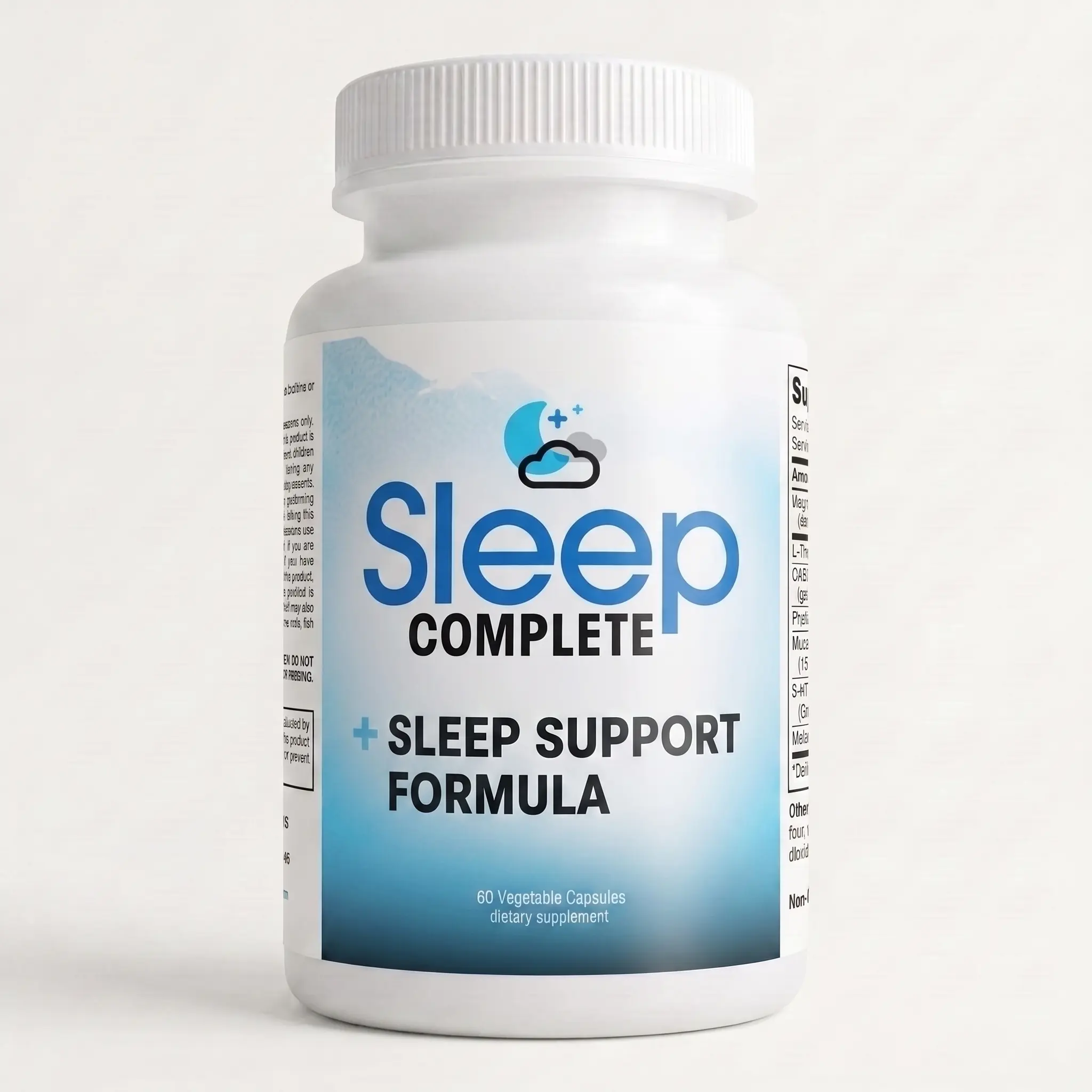 Sleep Complete - 6-in-1 Natural Sleep Support Formula Blend of L-Theanine, 5-HTP, Melatonin, Magnesium, Mucuna Pruriens Extract, GABA, and Phellodendron Bark (herb Powder).