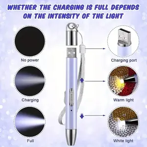 1 Set Green 5D DIY Diamond Painting Cross Stitch USB Charging Light Pen Dot Drill Tool Drill Roller Embroidery Accessories Diamo
